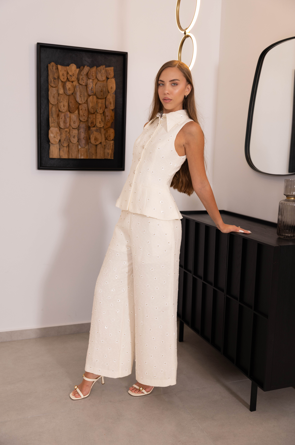 White Kodemari Wide-leg Pants