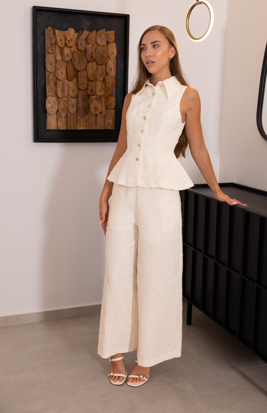 White Kodemari Wide-leg Pants